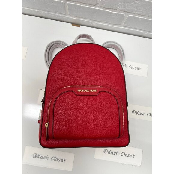 Michael Kors backpack jaycee medium pebbled leather bag bright red main image 5